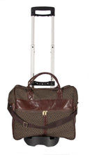 Load image into Gallery viewer, L1023-3038 Grande Cargo Rioja Stone trimmed w Authentic Leather. Spacious Weekender Tote Double Straps and Adjustable Shoulder Strap. Part of the Unbridled Passion, Travel and Cosmetic Bags Collection 16"x16"x8"
